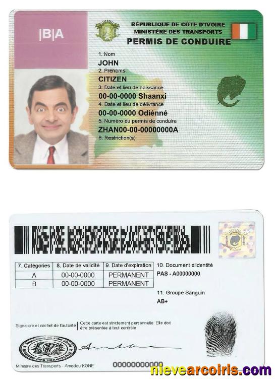 Cote D’Ivoire driving license